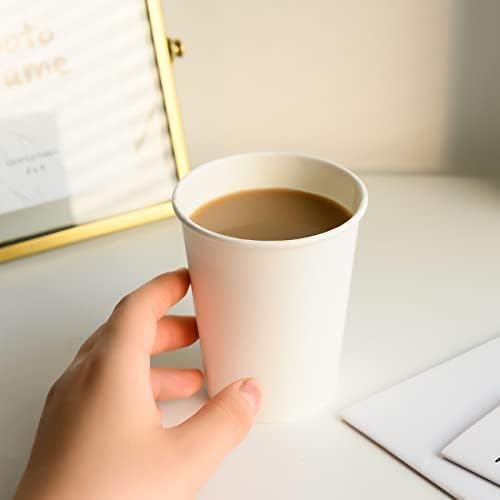 YEEHAW 12 oz 100 Pack Disposable Paper Coffee Cups, White To Go Hot Cups for Coffee, Hot Liquid, Chocolate, Juice, Hot Beverage Drinking Cup, Ideal for Cafes, Bistros, Businesses