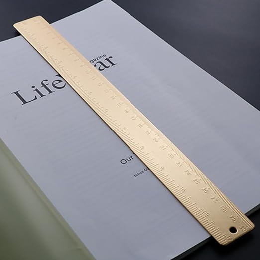 SEIWEI 12inches/30cm Brass Measuring Rulers, Dual Scales Drawing Ruler, Straight Edge Linear Measurement Ruler for Carpenters Architects, Gold