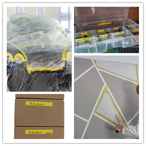 Yellow Painters Tape,1" x 60 Yards x 5 Rolls (300 Yards Total) - Medium Adhesive Masking Tape for Painting,Labeling,DIY Crafting,Decoration and School Projects