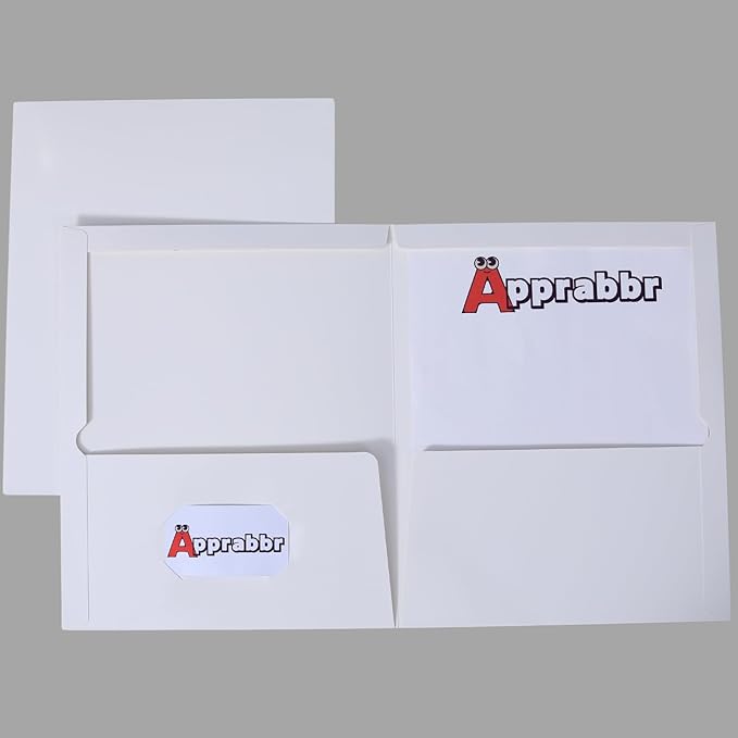 100 Pack 2 Pocket Glossy Laminated Paper Folders Letter Size Presentation Folder Bulk for Back to School Items School Supplies Two Pocket Portfolio Folder for Teacher Office Business Home - White