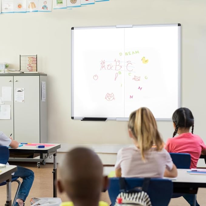 VIZ-PRO Magnetic Foldable Whiteboard, 48 x 48 Inches, Dry Erase Wall Mounted Board for School Office and Home