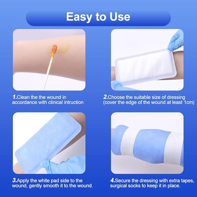 Super Absorbent Dressing Pads 4" x 8" 10 Count – Non-Adhesive Gauze Pads for Wound Care, Large Bandages for Pressure Ulcers, Bedsores & Exudate Management