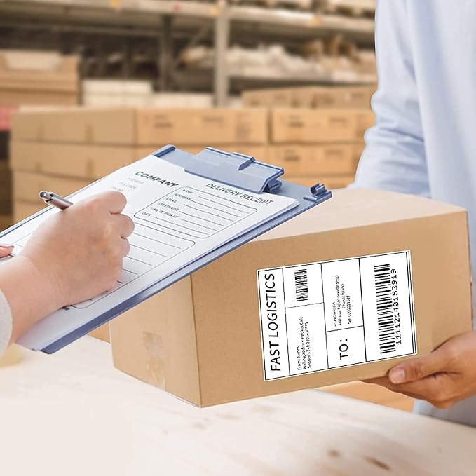 RyhamPaper 4" x 6" Fanfold Label Direct Thermal Labels - White Shipping Mailing Postage Labels, Perforated, Permanent Adhesive 2000 Labels Per Stack (2 Stacks - 4000 Labels)