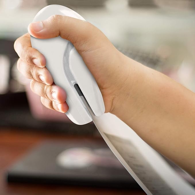 PLUS Paper Clinch Compact Staple-Free Stapler – Ivory White | Fastens up to 5 Sheets, Eco-Friendly, Safe for Kids, Lightweight & Portable for Home, School, or Office