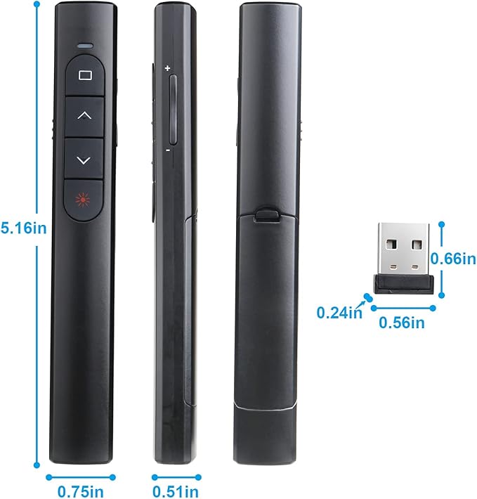 (4 Units) Wireless Presenter Remote, Presentation Clicker with Hyperlink & Volume Remote Control PowerPoint Office Presentation Clicker for Keynote/PPT/Mac/PC/Laptop