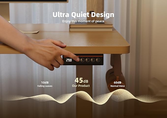 YDN Standing Desk, Height Adjustable Computer Desk with Keyboard Tray, 48 Inch Natural Ergonomic Desk for Home Office and Gaming