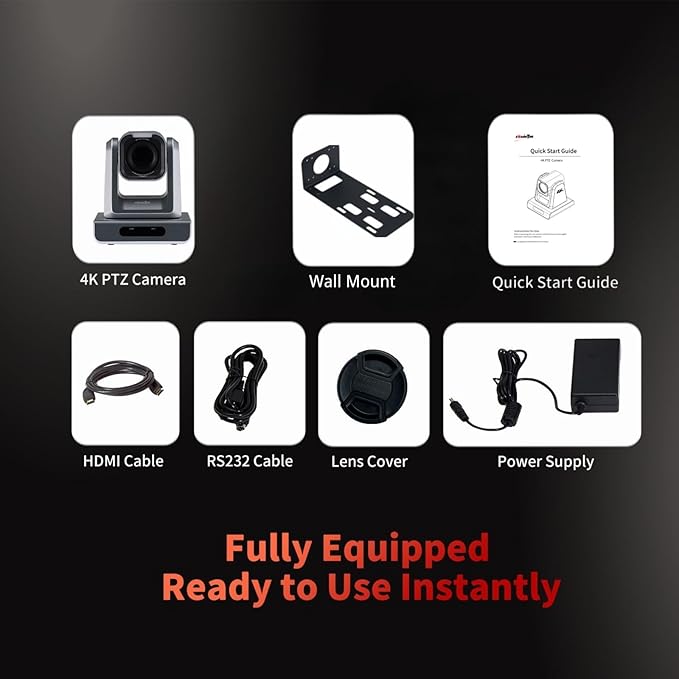 zowietek 4K PTZ Camera PoE, 12X Optical Zoom, Simultaneous HDMI and SDI Output, USB Out for Conference, RTSP/RTMP(s)/SRT, Standalone IP Live Streaming to YouTube for Meeting, Church, Event