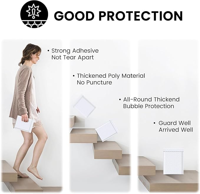 Fuxury Bubble Mailers 6x10" White Padded Envelopes 9600 Pack Bulk Strong Adhesion Full Pallet of Padded Mailers Thick Bubble Envelopes for Small Business Mailing Small Items,Jewelry,Makeup