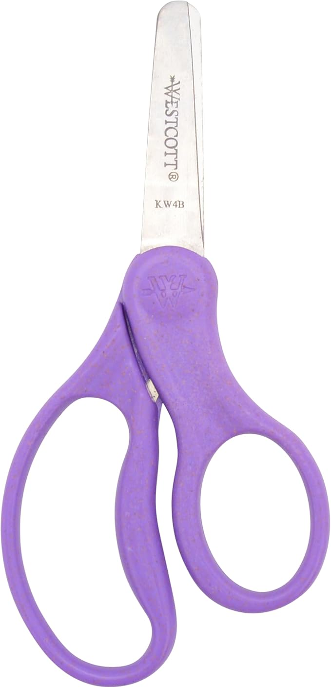 Westcott 5" KleenEarth Scissors 6-Pack, for Kids Ages 4+, Eco-Friendly Recycled Scissors for School and Craft Projects