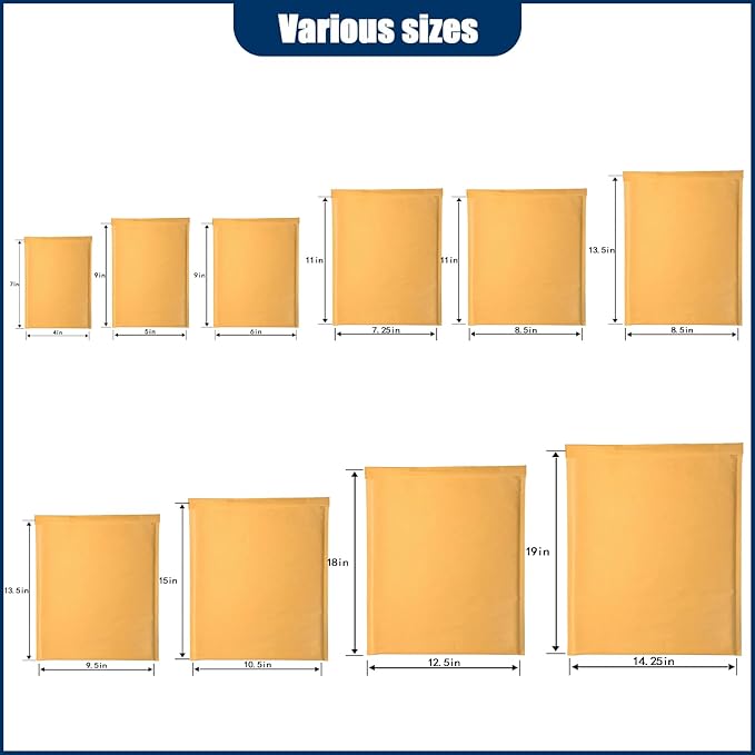 Natural Kraft Bubble Mailer Envelopes, Small Bubble Mailers 10.5x15 Inch, 25 Pack Padded Envelopes, Self-Seal Shipping Envelope,Tear-Resistant Mailing Envelope Padded