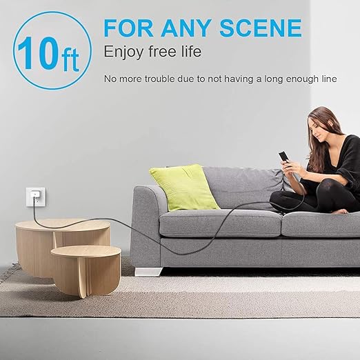 10 FT USB C Cable for Samsung Galaxy A14 5G/A13/A15/A16/A55/A54/A53/A50/A33/A34/A24/A03S/S25/S24Android Phone Charging Cord, Google Pixel 9 /8a/iPhone17/16e/16/15 Long Car Fast Extension Charger Cable