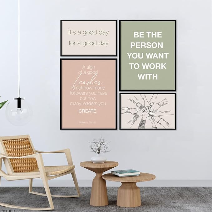 YEOION Inspirational Office Wall Art,Teamwork Motivational Wall Decor for Office,Workplace Canvas Wall Art Set of 6 Large Size