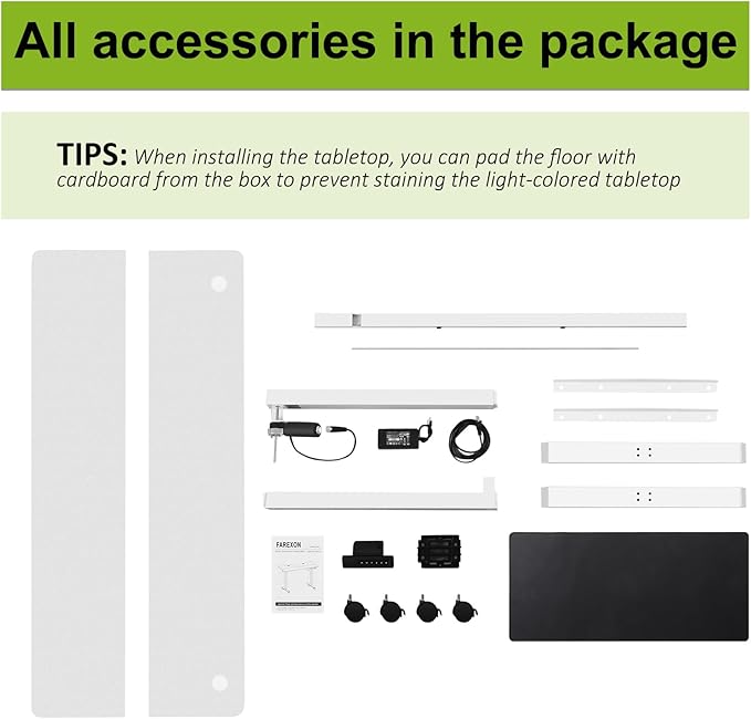 farexon Electric Standing Desk Adjustable Height, 63 x 24In with Outlets and USB Ports, Stand up Desk with 39x18in Mouse Pad, Dual Beam Structure, 4 Wheels,4 Memory Heights Easy to Set(White)