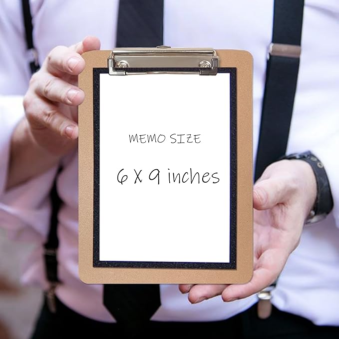 Mini Clipboards, 32 Pack 6" x 9" Small Clipboards Bulk, Wooden Memo Mini Clip Boards with Low Profile Clip, Hanging Loop for Office Home Classroom Supplies