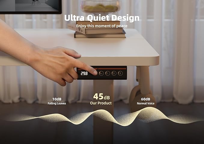 YDN Standing Desk, Height Adjustable Computer Desk with Keyboard Tray, 48 Inch White Ergonomic Desk for Home Office and Gaming