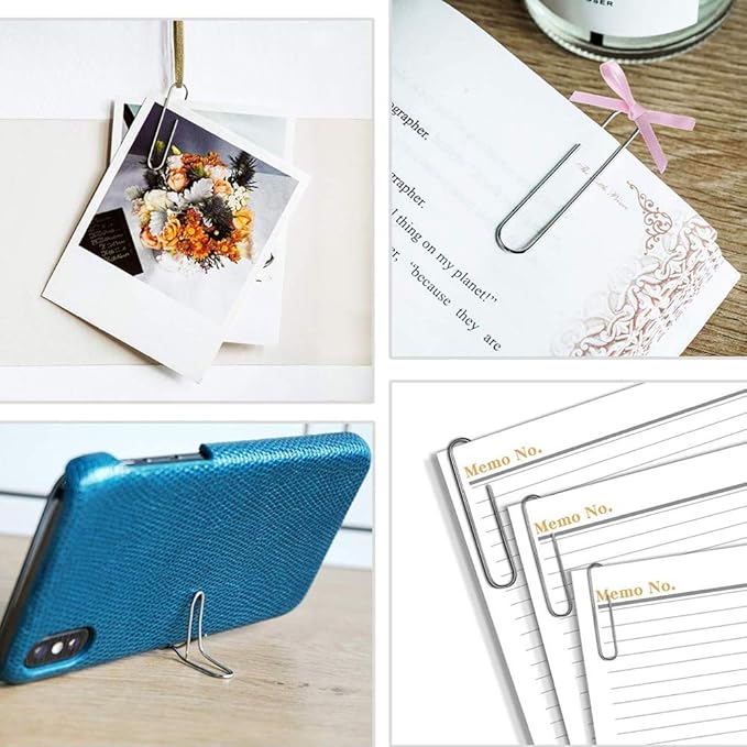 Vinaco Paper Clips Non Skid, 500PCS Medium and Jumbo Paper Clips (1.3 inch & 2.0 inch), Durable & Rustproof, Coated Paperclip Great for Office School and Personal Use