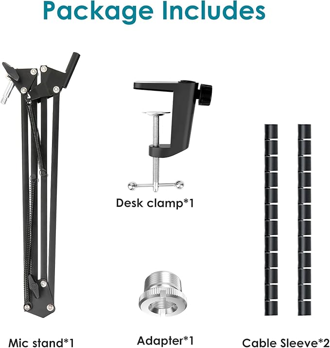 Boom Arm Compatible with Fifine Dynamic Microphone (AM8), Mic Arm for Fifne XLR/USB Gaming Podcast Recording PC Mic, Adjustable Scissor Mic Stand by YOUSHARES