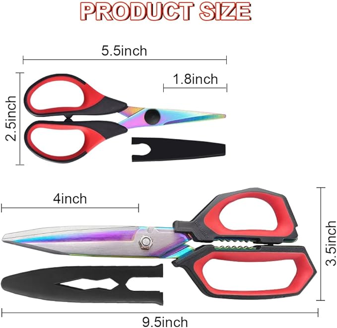 9.5" Multipurpose Heavy Duty Scissors, Titanium Coating Forged Scissors, Comfort Grip, Industrial Shears for Carpet, Wire, Leather, Fabric,Cardboard