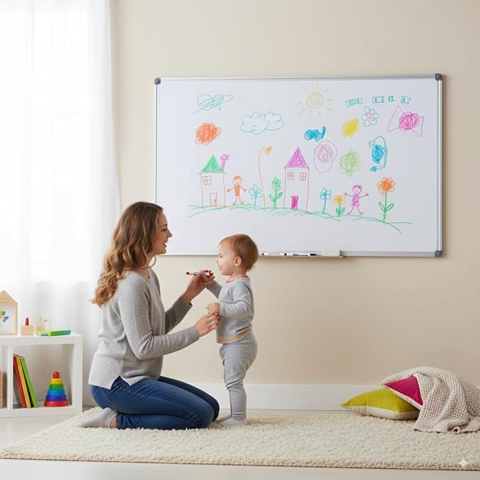 Dex Board 36 x 24 inch Magnetic Dry Erase Board, DexBoard Mall-Mounted Aluminum Frame White Board with Pen Tray, Dry Erase Marker Whiteboard for Office, School and Home Usage