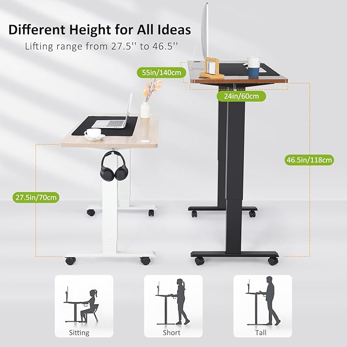 farexon 55 x 24 inch Standing Desk Electric Adjustable Height with Charging Station, USB Outlets, Stand up Desk with Ergonomic Workstation, 4 Preset Heights Easy to Set(White)