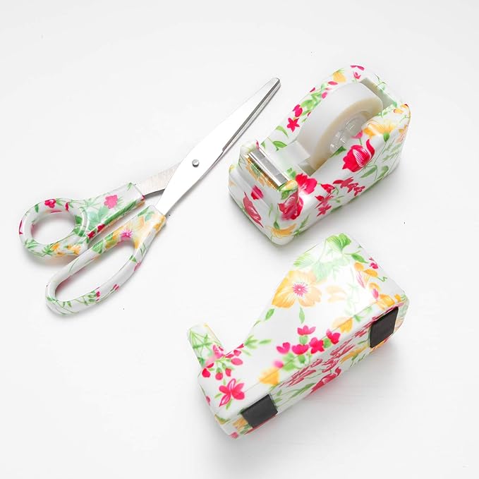 VIBRANZ-LAB Cute Heavy Duty Stapler for Home Office Supplies Standard Pretty Floral Staplers for Desk Cute Office Products Small Hand Stapler Desktop Stapler School Crafting Supplies Mini Stapler