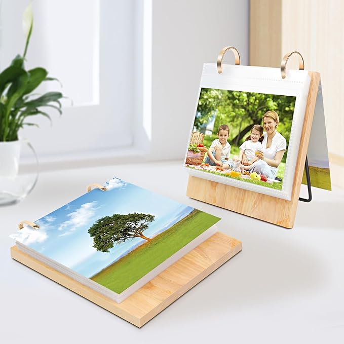 ZEEYUAN 4x6 Picture Frame Desktop Display 4x6 Desk Flip Photo Album on Stand 60 Pockets, Mother's Day Gift for Mom from Daughter Son Desk Photo Book Gifts for Mother Father Grandma