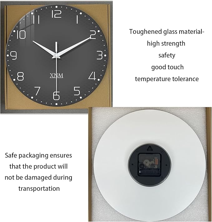 XNM Large Decorative Clocks Battery Operated 20 Inch Dark Grey Wall Clock for Office Round Non Ticking Wall Clock Silent
