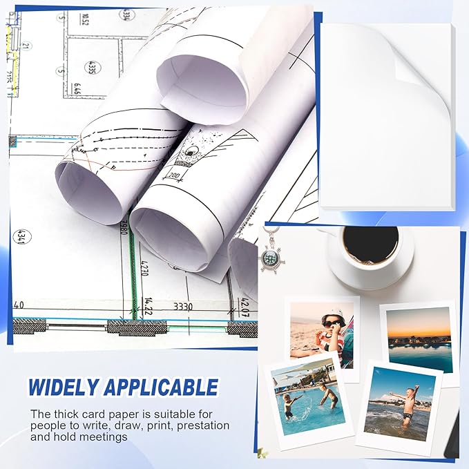 100 Pcs Printer Paper 11 x 17 Inch Copy Paper 52 lb Glossy Paper Heavy Weight Cardstock Tabloid Paper Heavy Card Stock for Presentation Laser Back to School Office Supplies(White)