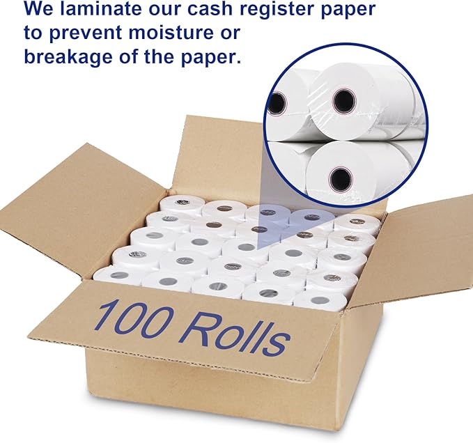 (100 Rolls)2 1/4 x 85 Thermal Paper 48GSM BPA FREE Receipt Rolls Thermal Teceipt Paper 2 1/4 80 Honeycomb Core Thermal Printer Paper Compatible with Printers, POS Cash Register,Credit Card