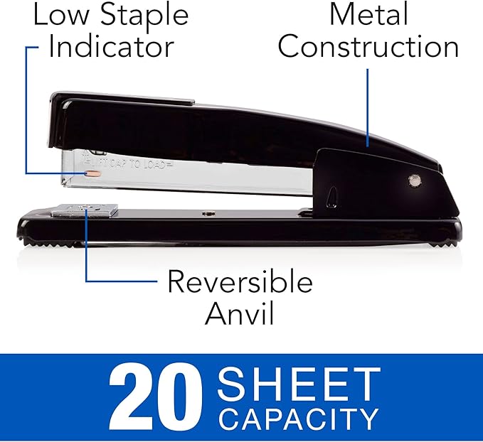 Swingline Stapler, Commercial Desktop Staplers, 20 Sheet Capacity, Black, 12 Pack (S7044401CS)