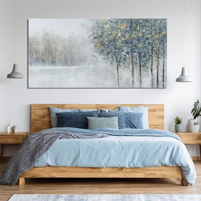 ZENPEE Blue Modern Wall Art, Nature Landscape Canvas Wall Art, Large Wall Decor for Living Room, Bedroom Decor, Wall Posters for Room, Office, 29" x 58"