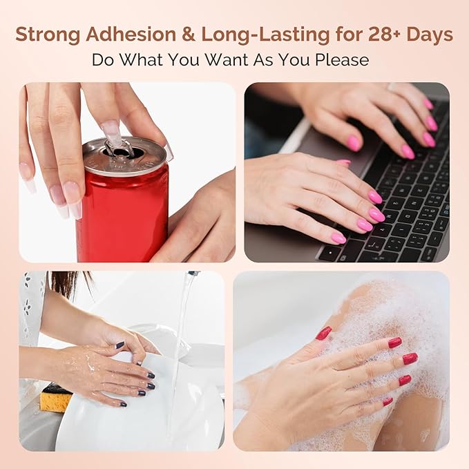 MelodySusie 9 in 1 No TPO Gel Nail Glue for False Nail Tips, Long Lasting UV Light Required,as Base Coat, Apex Building, Blooming & Rhinestone Gel, Stong Adhesion Manicure Kit Salon Home 2Pcs*15ml