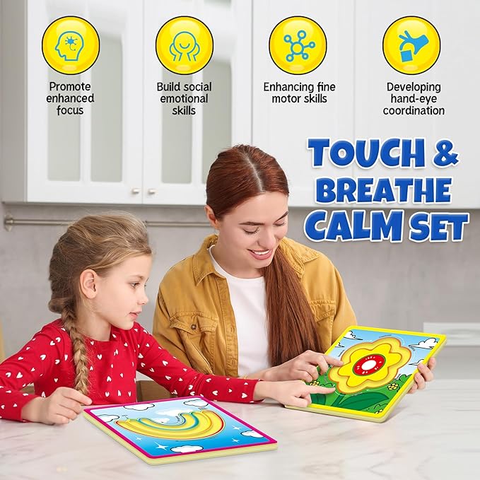 Wooden Mindfulness Maze for Kids Breathing Calm Down Supplies Social Emotional Learning Activities Regulation Tools Occupational Play Therapy Toy Calming Room School Counselor Office Must Have