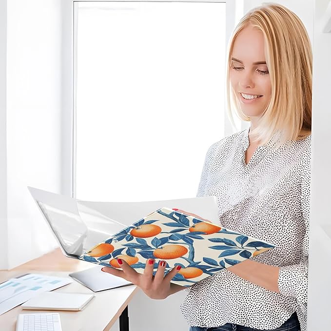 2 Pack 3-Ring Binders - Orange Fruit Leaves 1.5 inch Round Ring Binder with 3 Clear Pockets, Clipboard & Holds 200 Sheets for Office/School/Home Organization