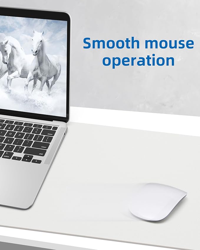 AFIING Leather Desk Pad Protector,48"" x 23""Large desk mat,Office Desk Mat, Non-Slip PU Leather Desk Blotter,Mouse pad,Waterproof Keyboard mat for Office/Home/Decor (Ivory white)