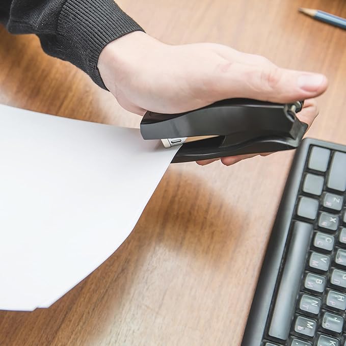 M&G Office Desktop Stapler, 25 Sheet Capacity Basic Staplers Jam Free Standard Stapler Office Accessories Supplies with Two Binding Modes for Home Office Classroom, Black, 1 Pcs