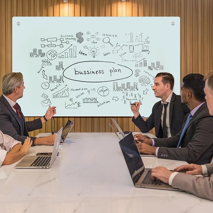 Magnetic Glass Whiteboard - Glass Dry Erase Board 36"x24" Large Frameless Glass Board for Walls Office School and Home