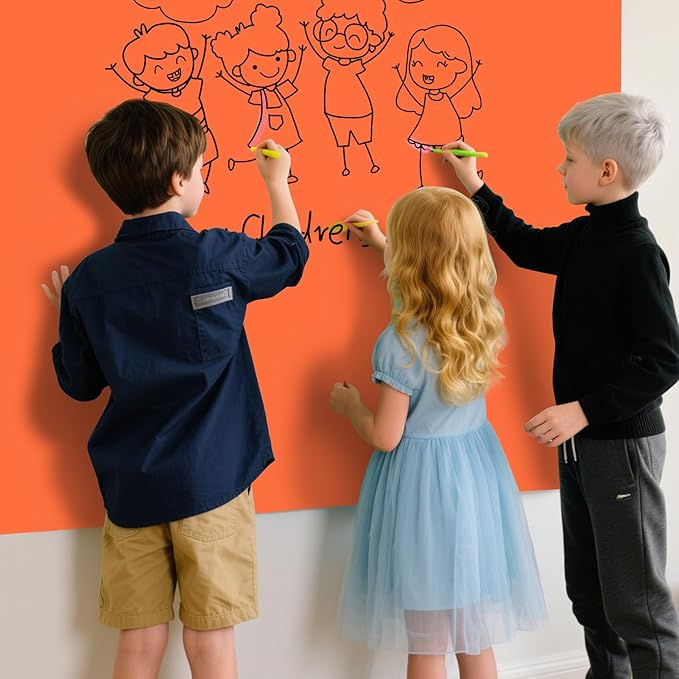 Magnetic Glass Whiteboard - Glass Dry Erase Board 48"x36" Large Frameless Glass Board for Walls Office School and Home, Orange