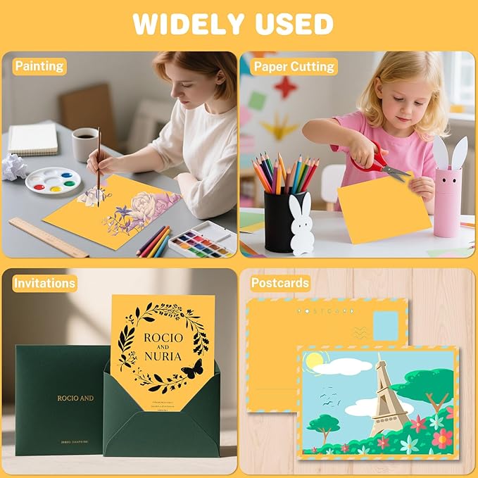 Yellow Cardstock 8.5 X 11, 80 Sheets Card Stock, 75lb/ 200gsm Copy Paper, Cardstock Printer Paper For Art, Drawing, Invitations, DIY Cards, Watercolor, Craft, Construction, School & Office Supplies