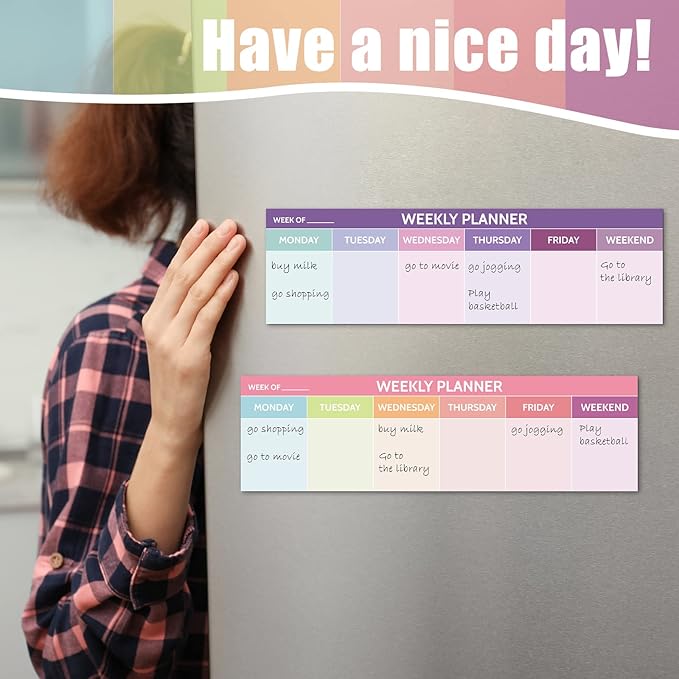 200 Sheets Weekly Planner Notepad Tear off 2.8 x 9.5 Inch Weekly Calendar Pad to Do List Notepad Adhesive Horizontal Schedule Sticky Pad for Planner Reminder Office School(Multicolor)