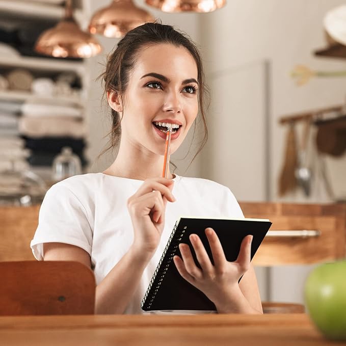 Yahenda Spiral Notebook Bulk A5 Journal Lined 8.3'' x 5.5'' Writing Composition Paper Small Notepad Subject Notebook for Students Office Business Back to School Supplies(Black, Deep Blue,2 Pcs)