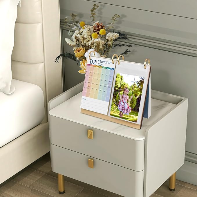 ZEEYUAN 4x6 Desktop Flip Photo Album and 2026 Desk Calendar, Small Desk Calendar Jan 2026-Jun 2027 with Notepads, 4x6 Flip Photo Album on Standing 40 Pockets