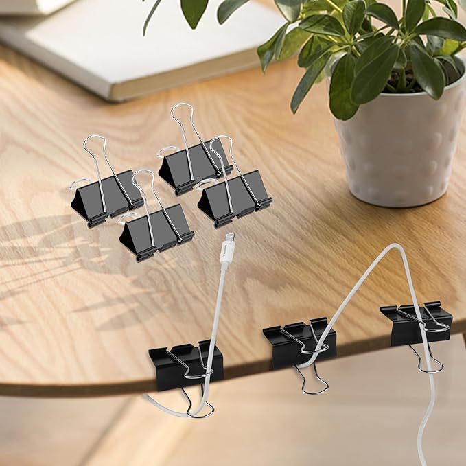 48 Pcs Large and Extra Large Binder Clips, 2 Inch Length (24 Pcs) and 1.6 Inch Length (24 Pcs)