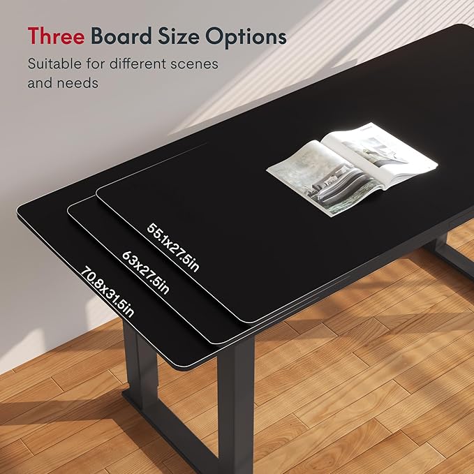 SANODESK 4-Leg Standing Desk, Electric Height Adjustable Desk with Memory Presets for Home Office, Stand up Desk Computer Workstation, 71x32 Inches Black