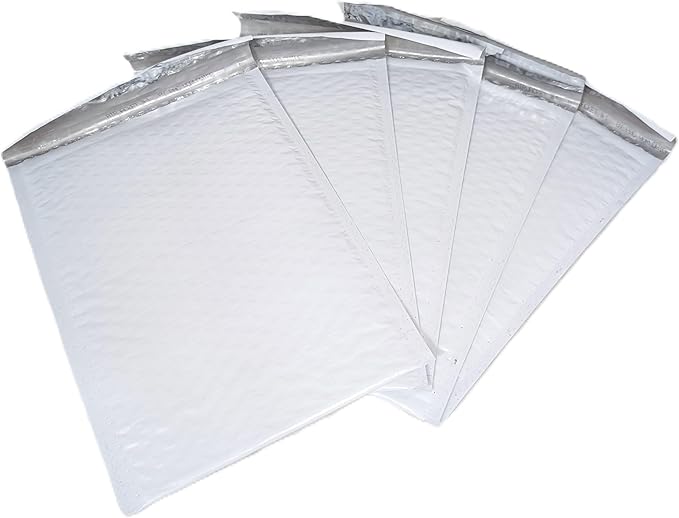 10-Pack 7.25x11.25" White Poly Bubble Mailers, Padded Shipping #1 Envelopes Self Seal Tear Resistant Lightweight Mailing Bags for Small Business, Books, DVDs, Gifts