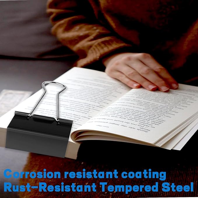 50 Pack Extra Large Binder Clips 2.4 Inch, Upgrade Large Binder Clips Big Paper Clips Clamps for Office and Home Supplies, Black