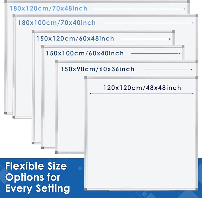 Dry Erase Board 60" x 40" Aluminum Presentation Magnetic Whiteboard with Long Pen Tray, Wall Mounted White Board for School, Office and Home