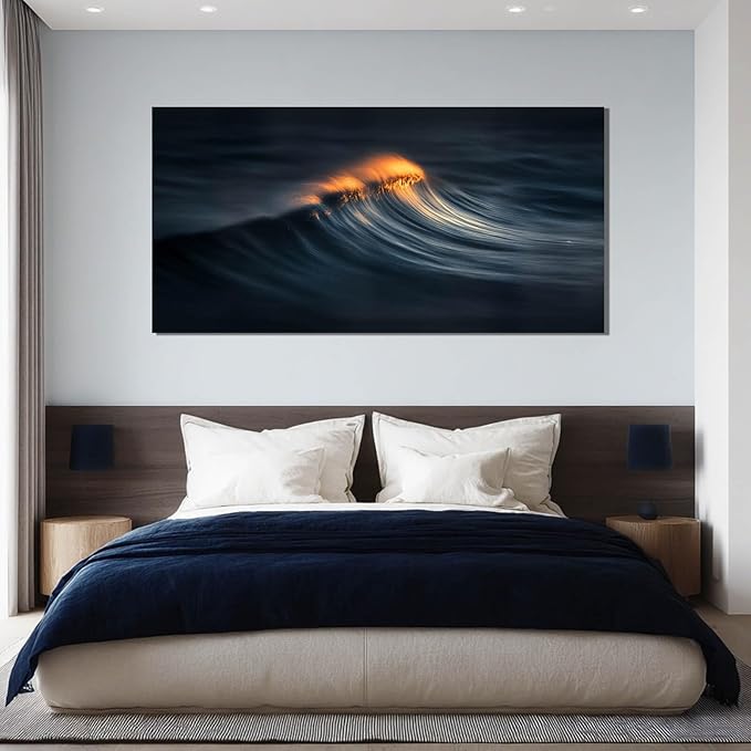 ZENPEE Dark Inspirational Wall Decor and Gold Ocean Posters, Modern Wall Art, Wall Hanging Aesthetic Decor for Living Room, Office, Bedroom, 24" x 48"