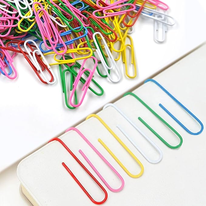 Paper Clips, 200 Pack 1.3 Inch Medium Colored Paperclips, Assorted Colored Coated Paper Clips, Reusable Paperclips for Paperwork Office School Document Organizing