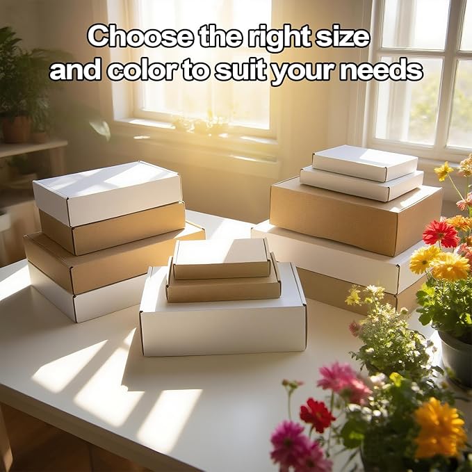 6x4x1 inches Shipping Boxes Set of 50, White Corrugated Cardboard Box,Recyclable Literature Mailer Boxes for Small Business Packaging, Mailing, Shipping